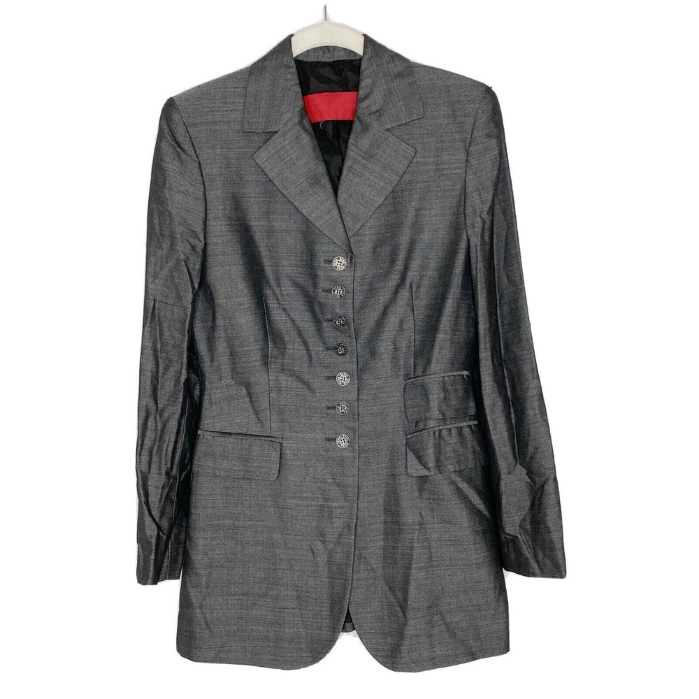 Rena Lange Italy 42 Mohair Blend Steampunk Gray Modern Blazer Jacket Sz 6